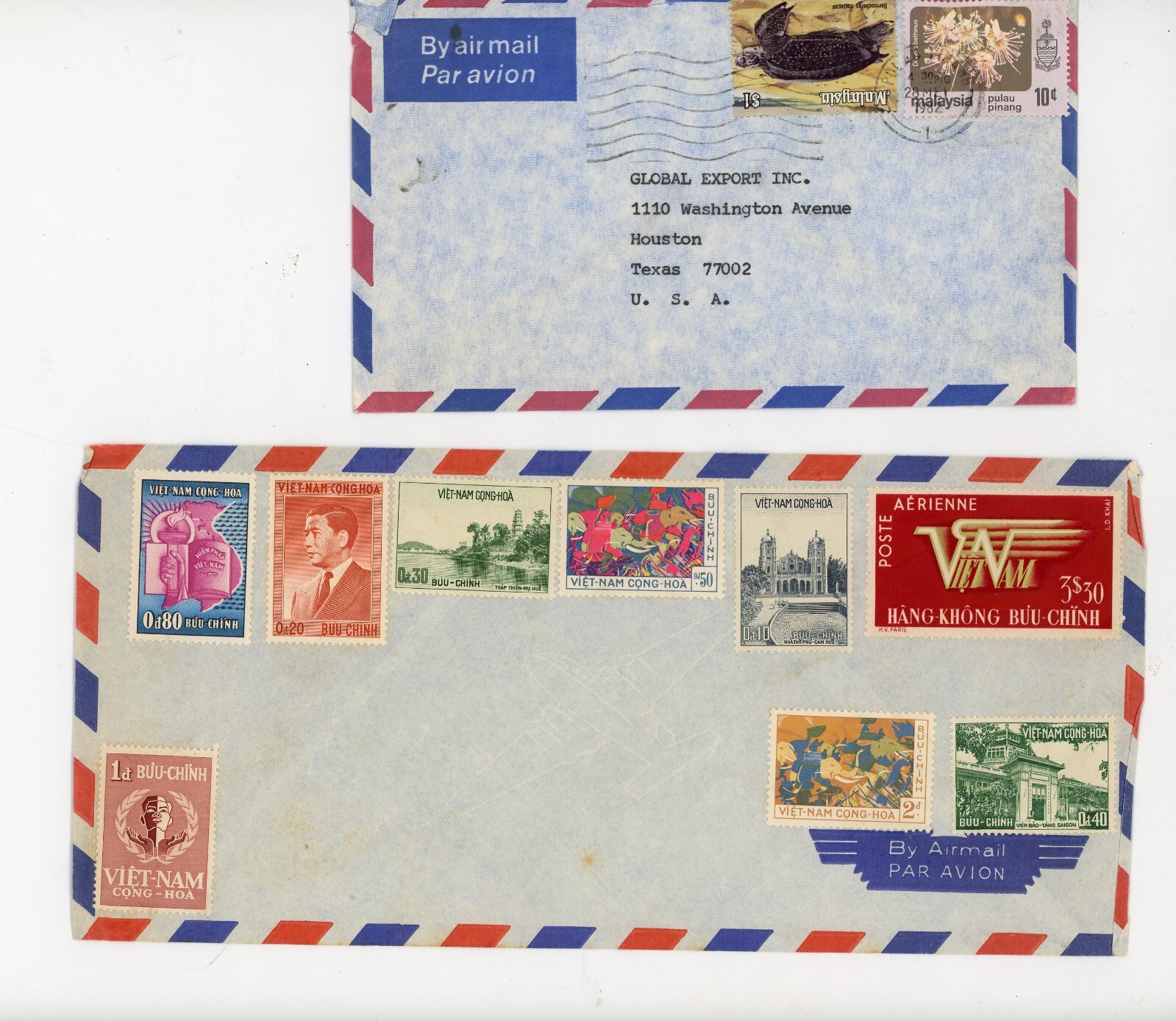 6 Asian Airmail Stamp Covers Japan Korea Thailand Malaysia Vietnam 60s–70s