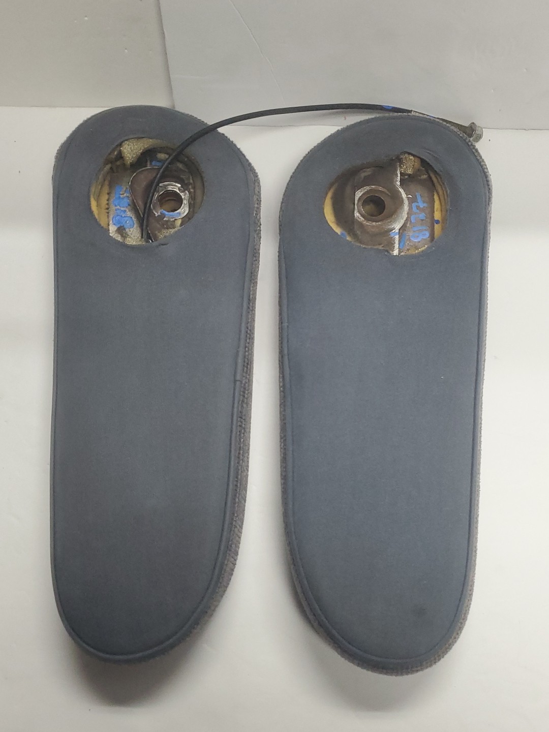 87-91 Ford F150 250 Bronco Bucket Seat Captain Chair Arm Rest Set Blue Cloth OEM