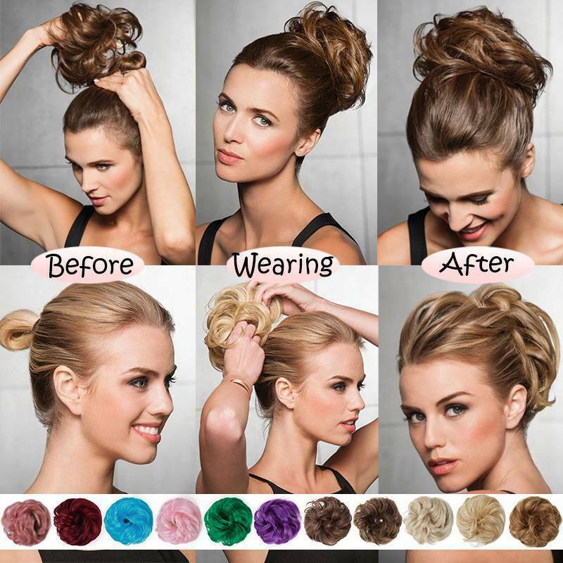 Real Natural Curly Messy Bun Hair Piece Scrunchie Hair Extensions as Human