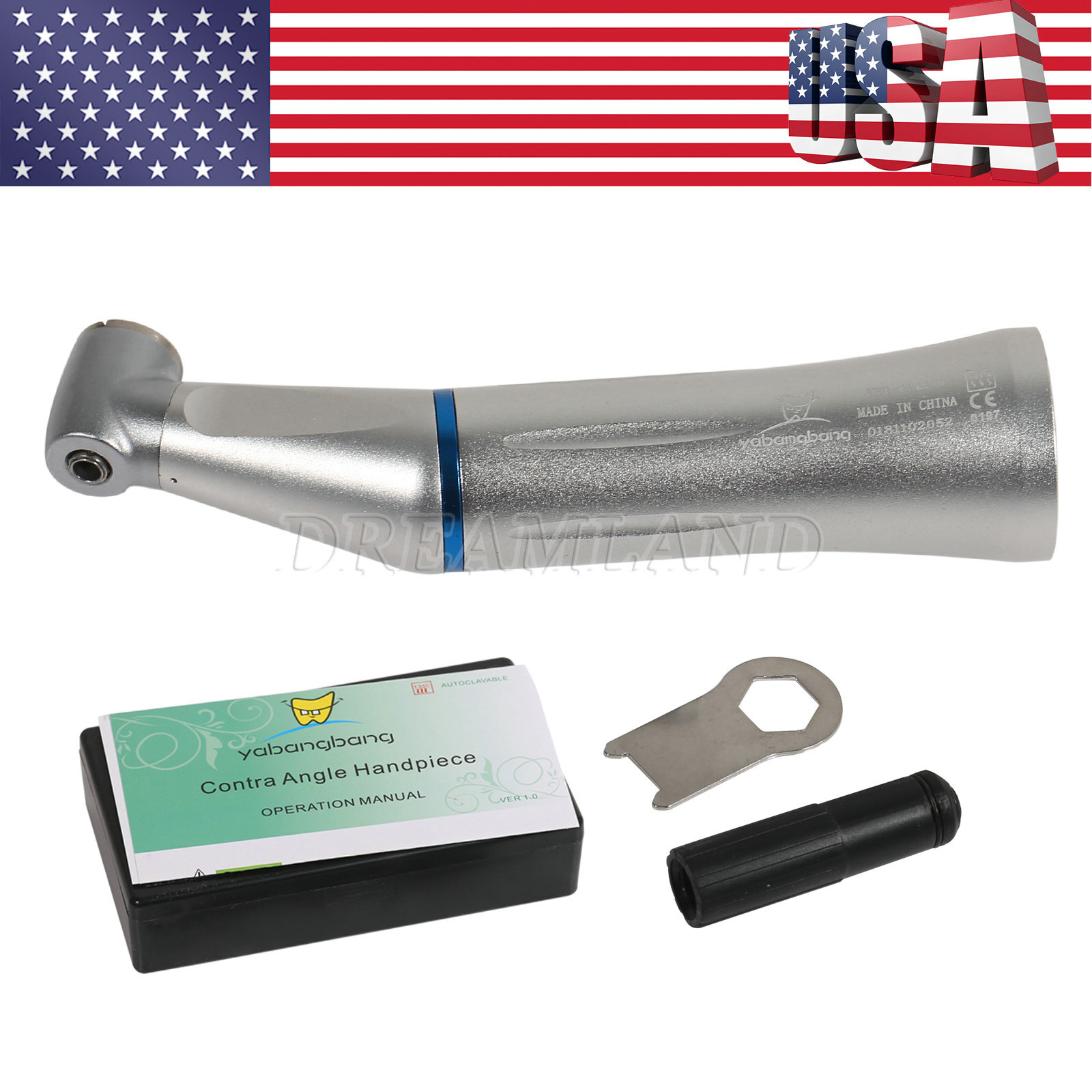 Dental Slow Low Speed Handpiece Push Contra Angle NSK Style Air Motor 4Holes