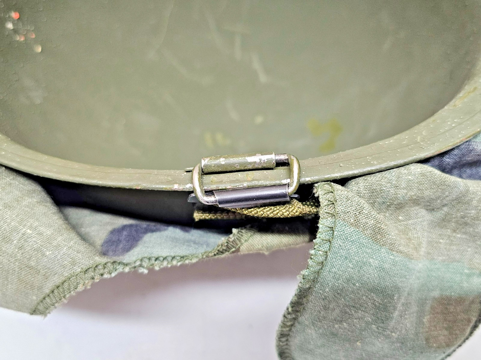 1950s US Army M1 Helmet w/ Green Metal Chinstrap & Liner