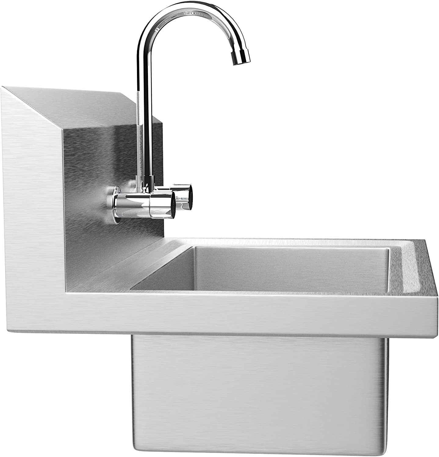 Commercial Sink Hand Washing Basin Stainless Steel Hand Sink w/ Hot&Cold Faucet
