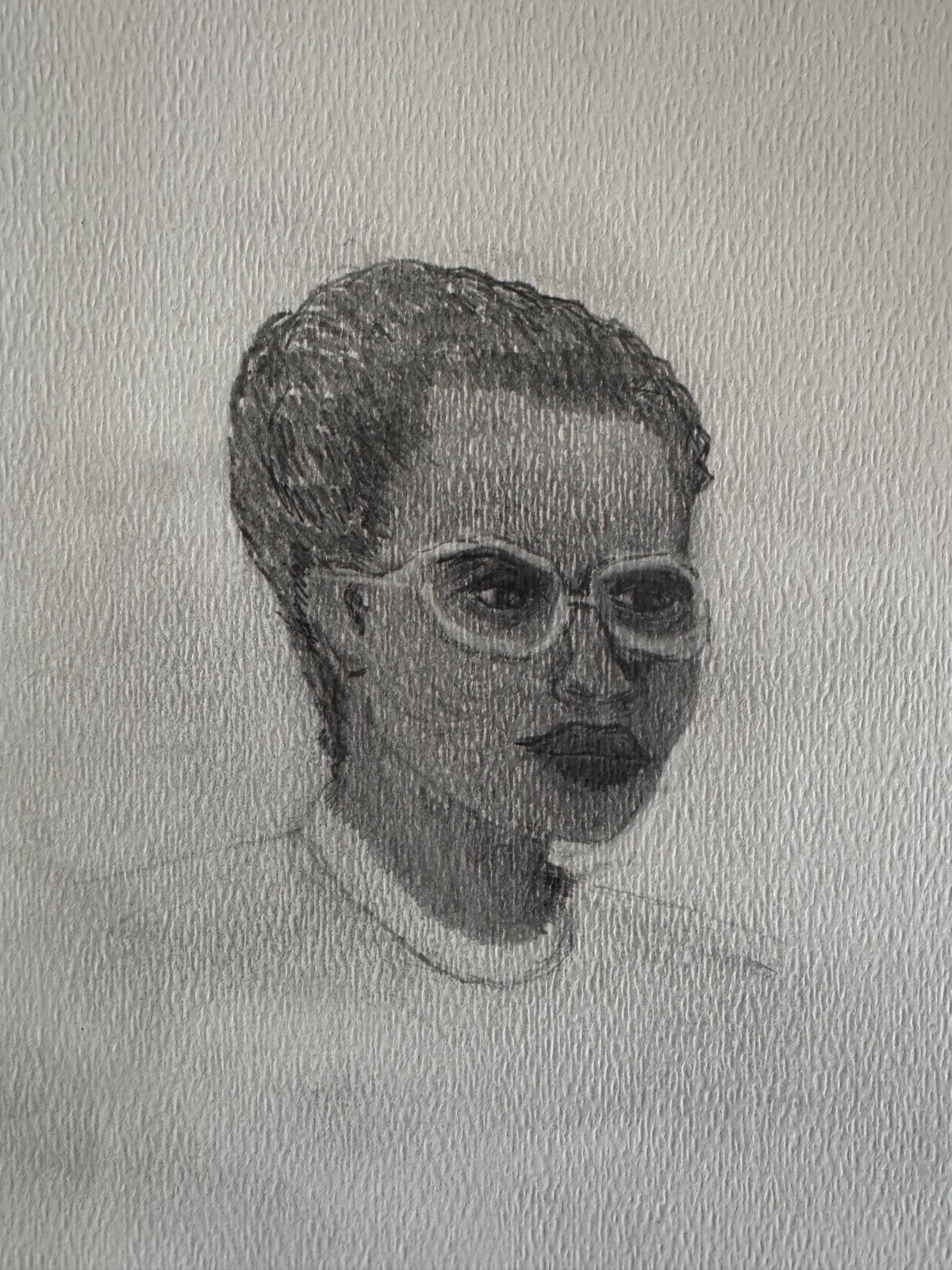 Original Pencil Drawing Young African-American Woman in Glasses 9"x12"