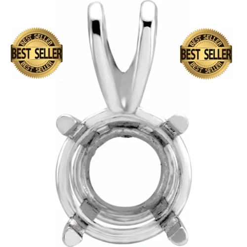 Solid Platinum Round Pendant Pre-Notched Setting Mount 2.5mm-10.5mm