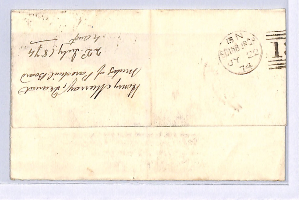 GB QV BANTAM ½d Plate 10 (JS) Cover *TRANENT* Haddington 1874 Edin Scotland XB46