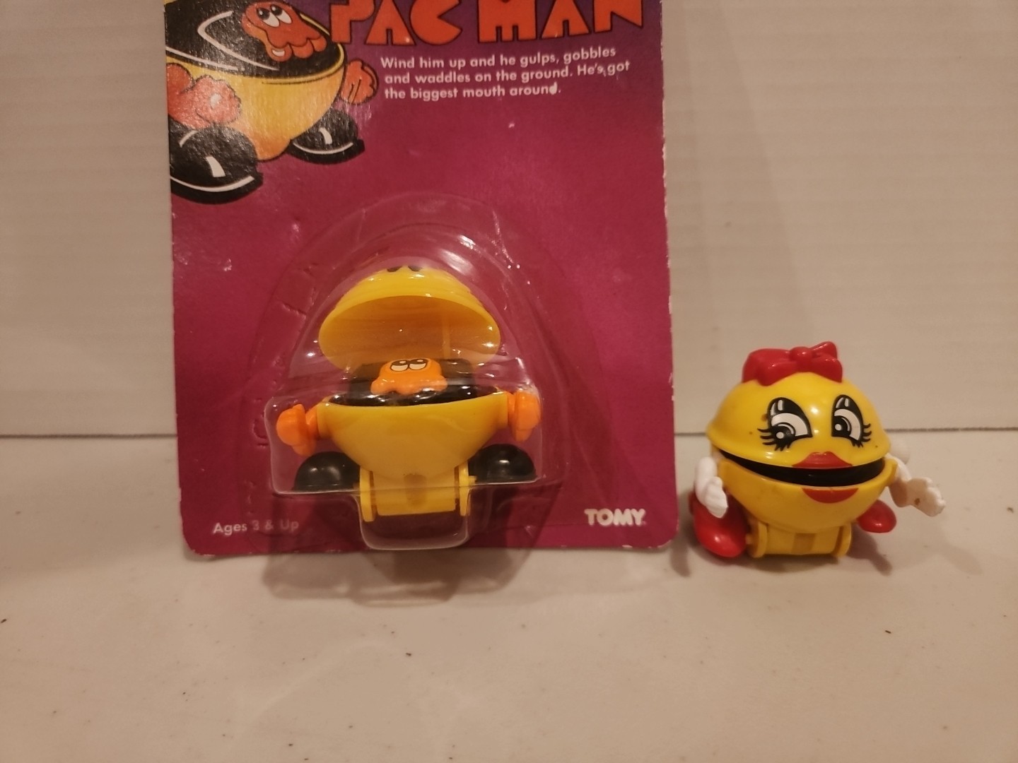 1982 TOMY "Pac Man" Wind-Up Toy New & Ms. Pac Man 1980s Midway Video game