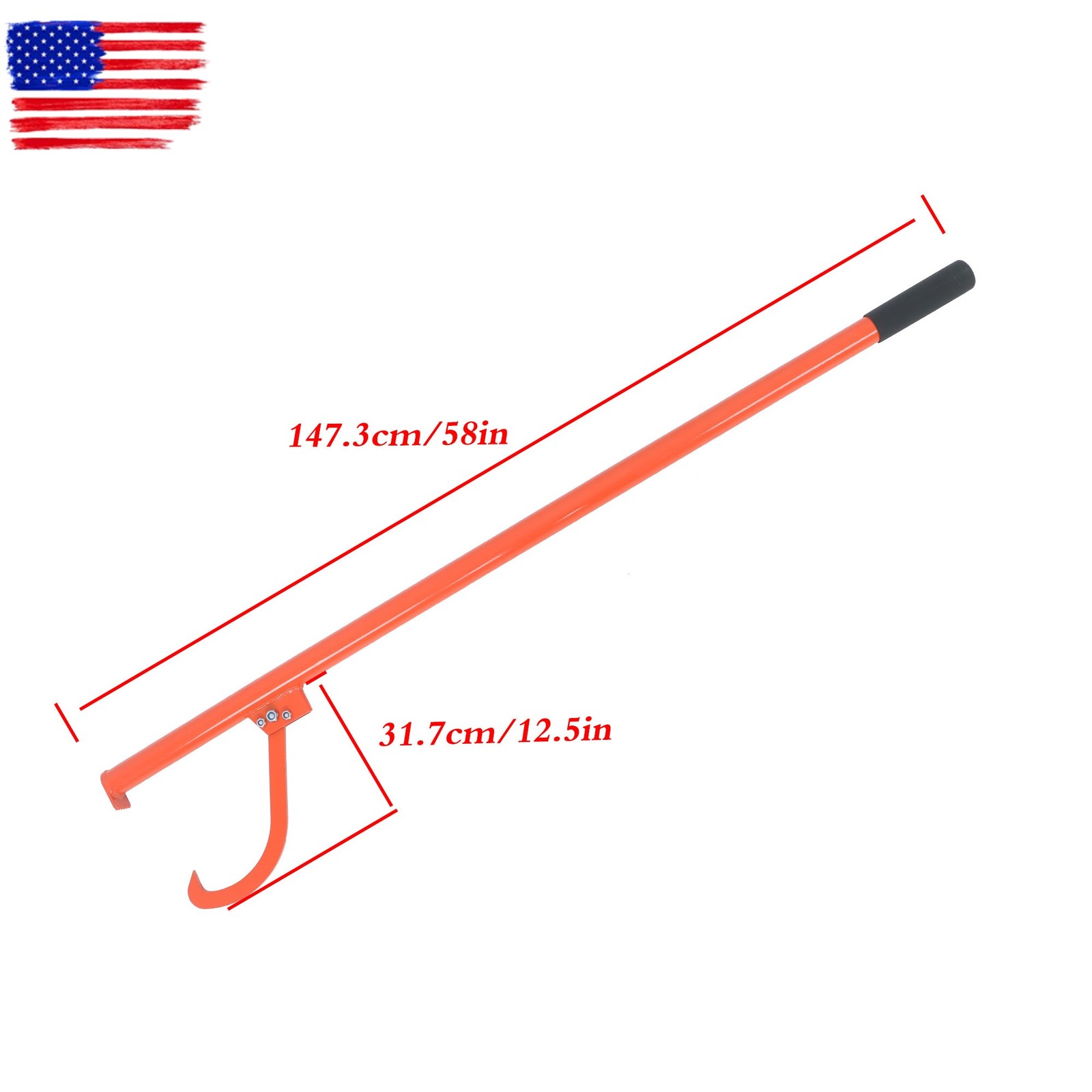 58in Felled Cant Hook Logging Tool - Steel Log Roller Tool W/ Rubber handle