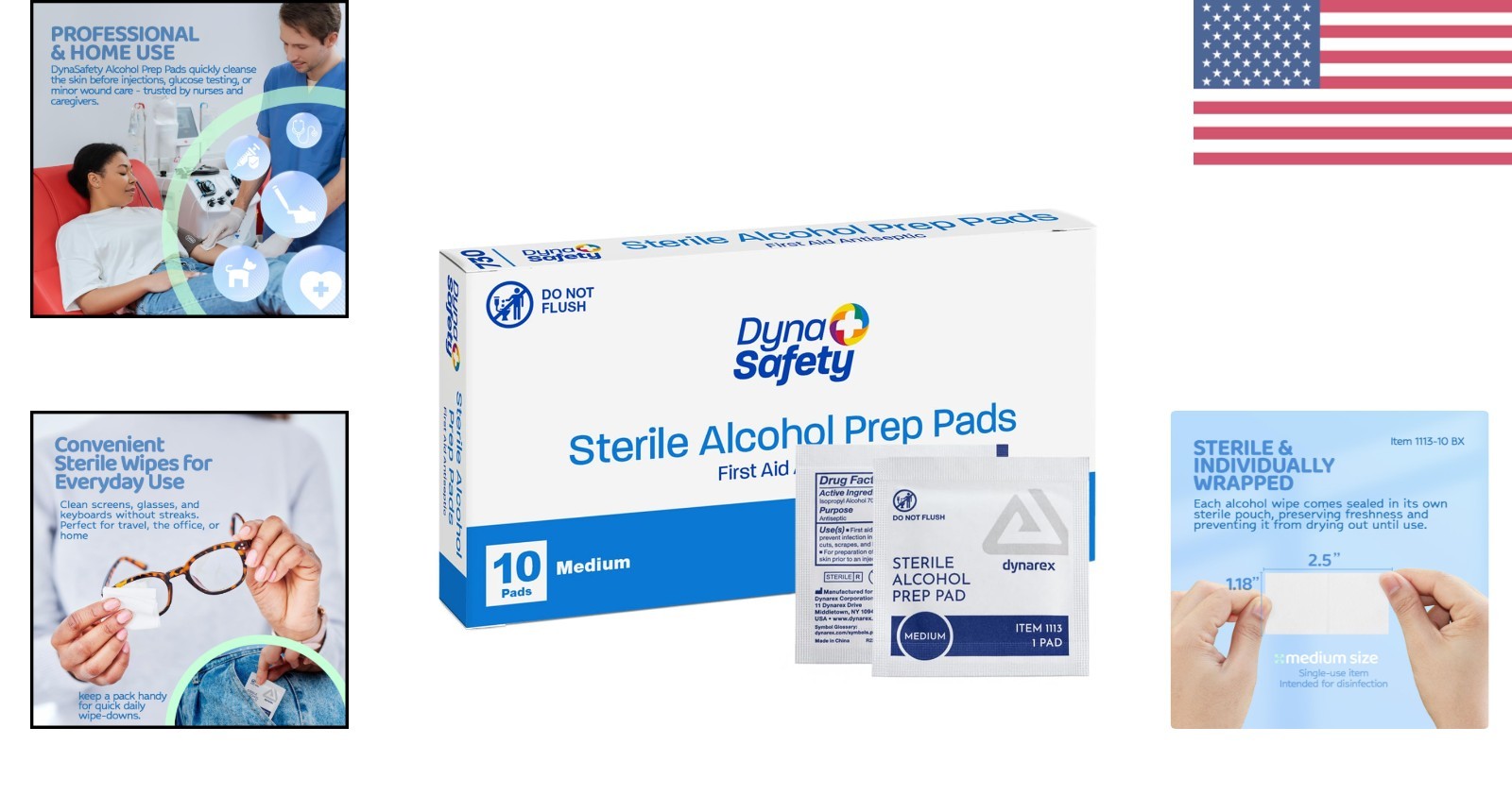 DynaSafety 100 Sterile Alcohol Prep Pads - Perfect for Home & Professional Use