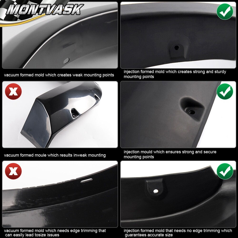 6pcs Pocket Rivet Style Fender Flares Black Fit For 2009-2014 F150 Offroad