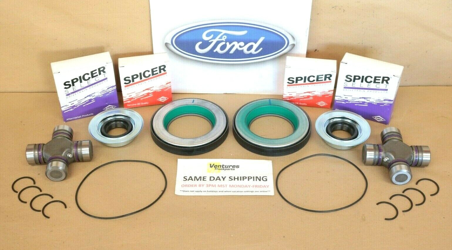 2005-2014 Ford F250 F350 4x4 Front Axle Seals Greaseable U Joint Genuine Spicer