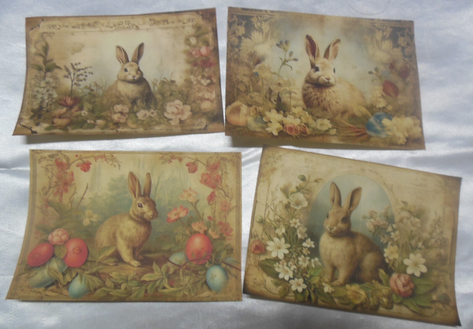 Set of 16 LARGE Victorian/Vintage Easter Bunny with eggs-junk journal-scrapbook