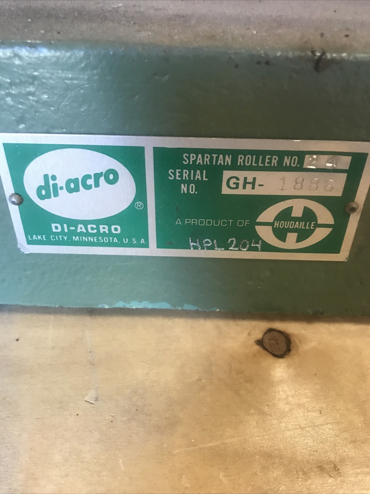 diacro roller number 24 Serial # GH 1886