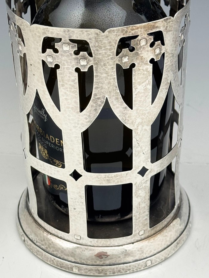 Rare SHREVE Hammered Sterling WINE Champagne BOTTLE HOLDER