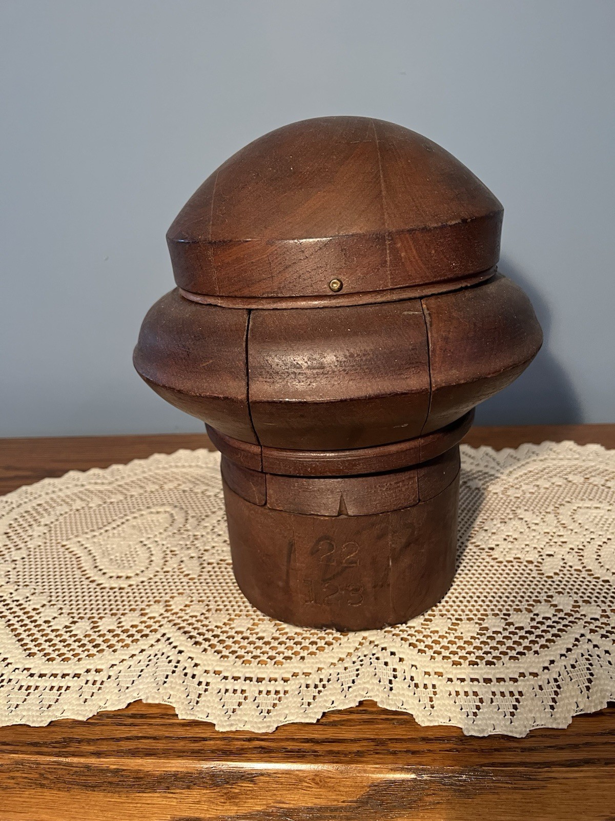 Antique Multi-Piece Wood Millinery Puzzle-Form Hat Block/Mold
