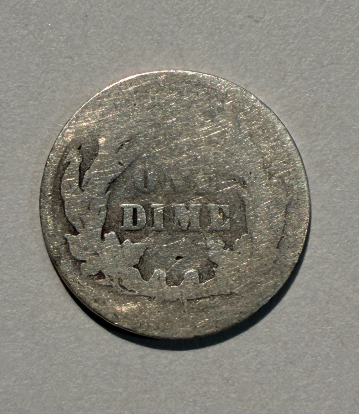 1895 Unknown Mint Barber Dime. Could be S or Plain, maybe O. Poor condition