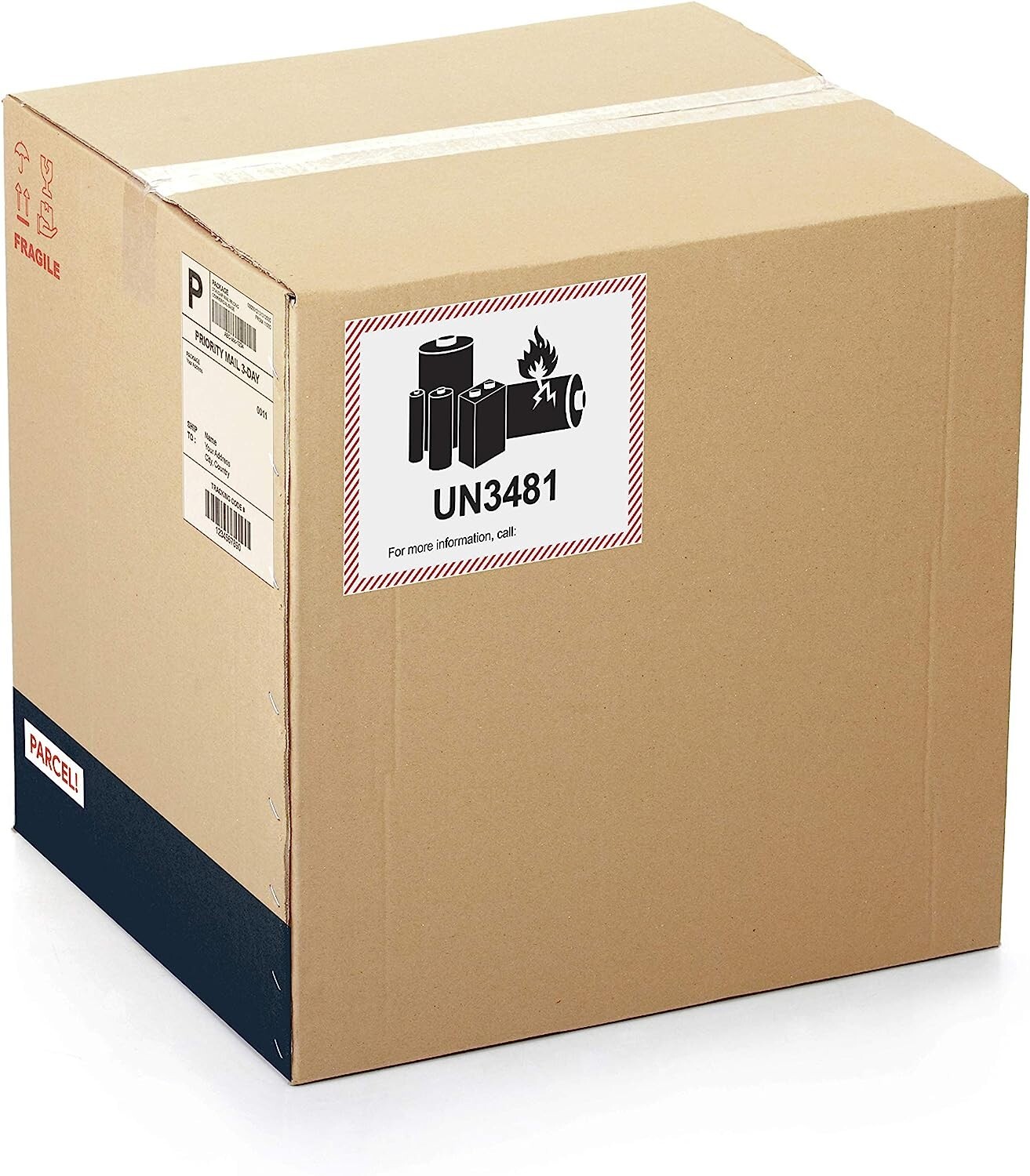 Lithium Battery UN3481 Shipping Labels, 3.25 x 4.25 Inches, 500 Labels Per Roll