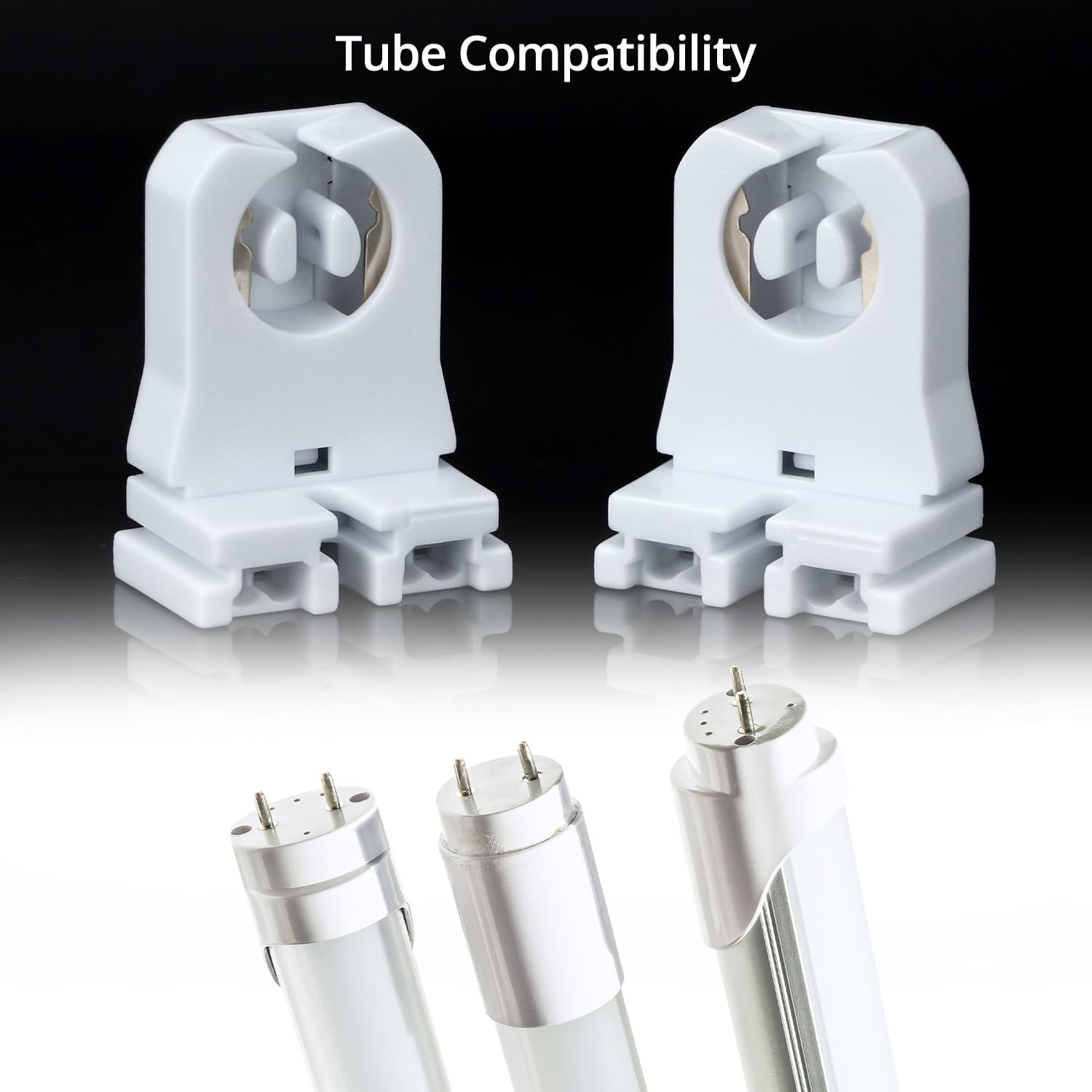 QWORK Non Shunted LED Tombstones T8 T10 T12 Lamp Holder - 100 Pack, Tube Replace