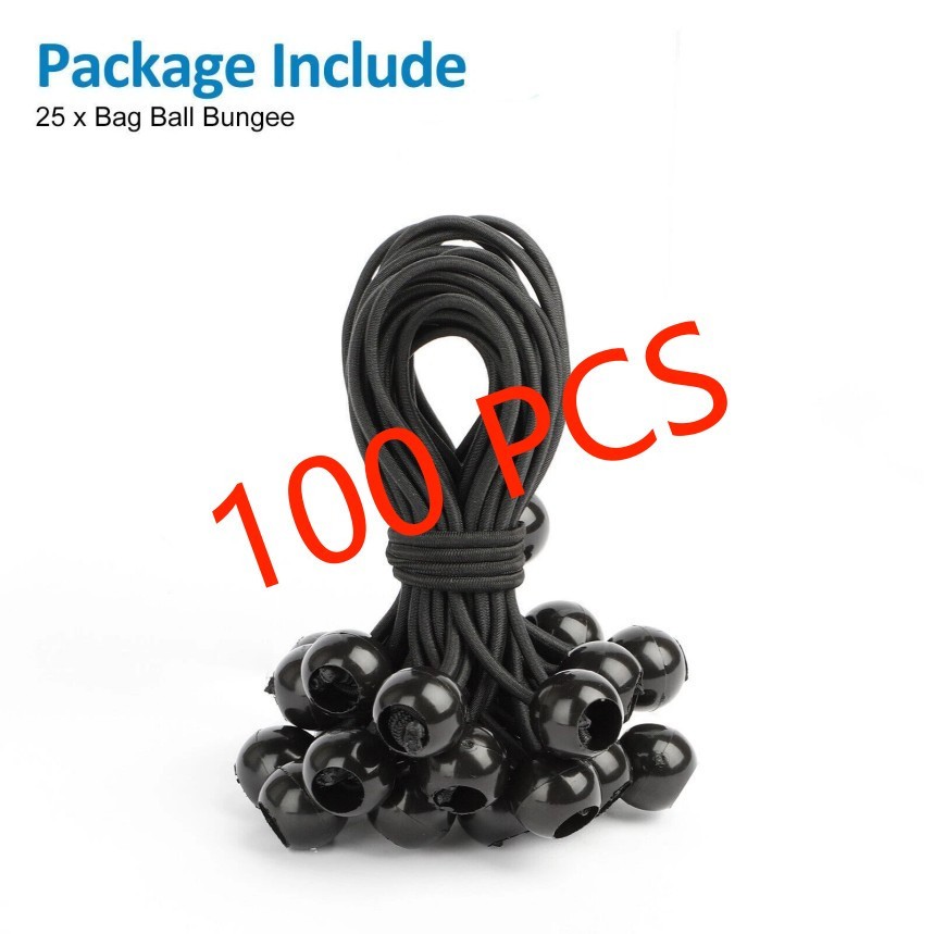 6" Ball Bungee Bungie Cord 100Pcs Black Heavy Duty Canopy Tarp Tie Downs * \