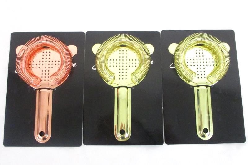 Lot of 3 MODE Cocktail Strainers Brass & Copper Color New w/ Defects 6.25"
