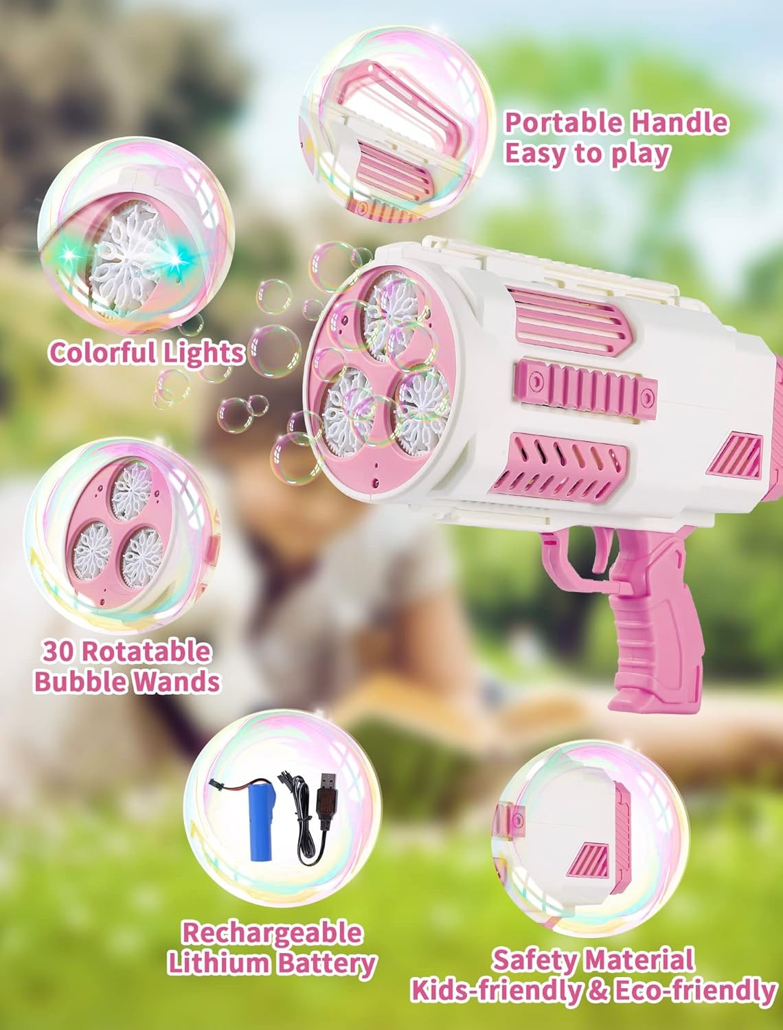 Automatic Bubble Blower Gun 8000/Min Indoor Outdoor Party Toy for All