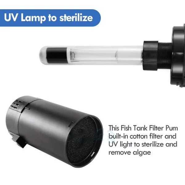 Aquarium Submersible UV Sterilizer Filter Light Fish Tank Germicidal Water Pump