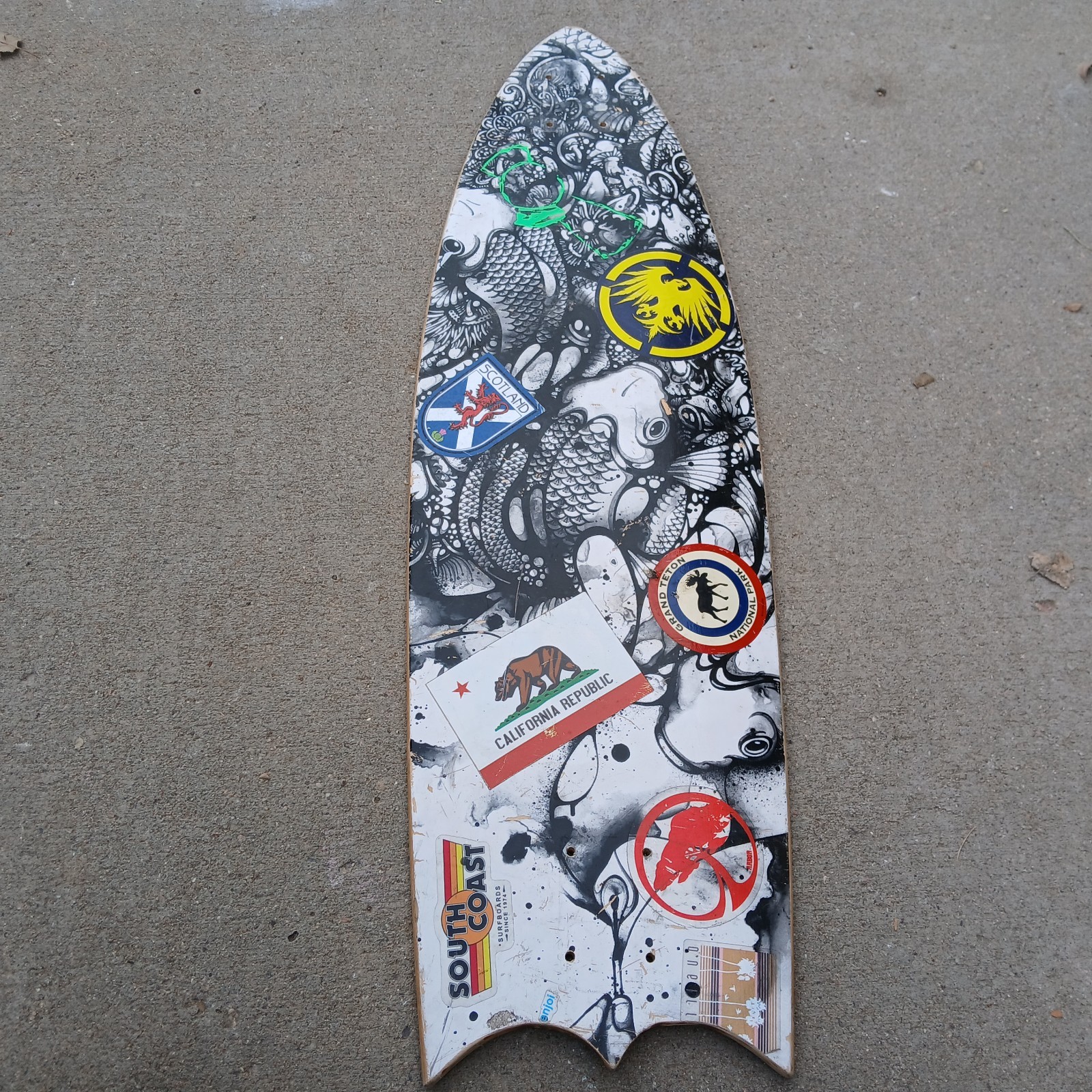 Arbor Bamboo 30.5” x 9.25" Skateboard Deck Koi Fish Cruiser Fish Swallowtail