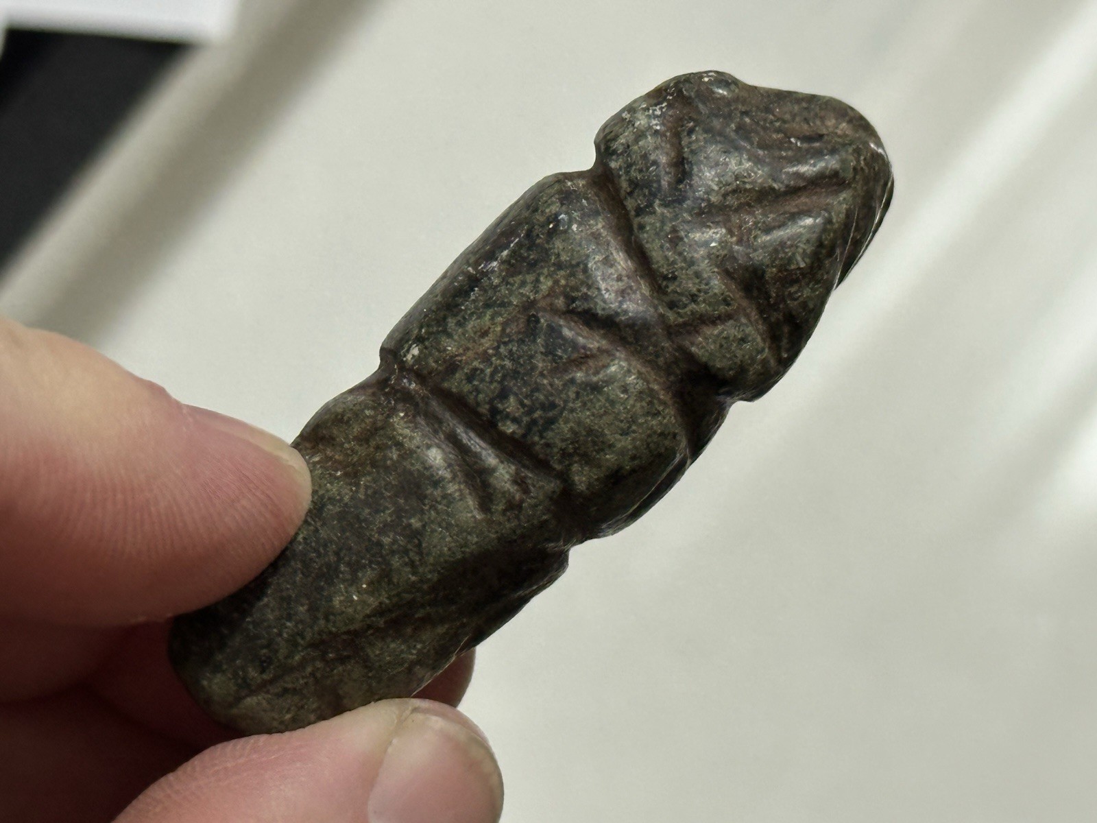 PRECOLUMBIAN HUMAN EFFIGY PENDANT AXE GOD OLMEC MEZCALA MIXTEC JADE JADEITE MAYA