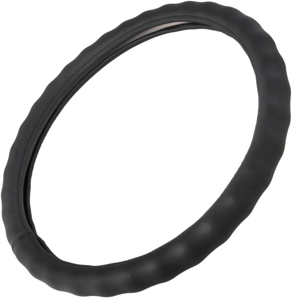 Genuine Leather Steering Wheel Cover for Car SUV Truck Large 15"-16" Black