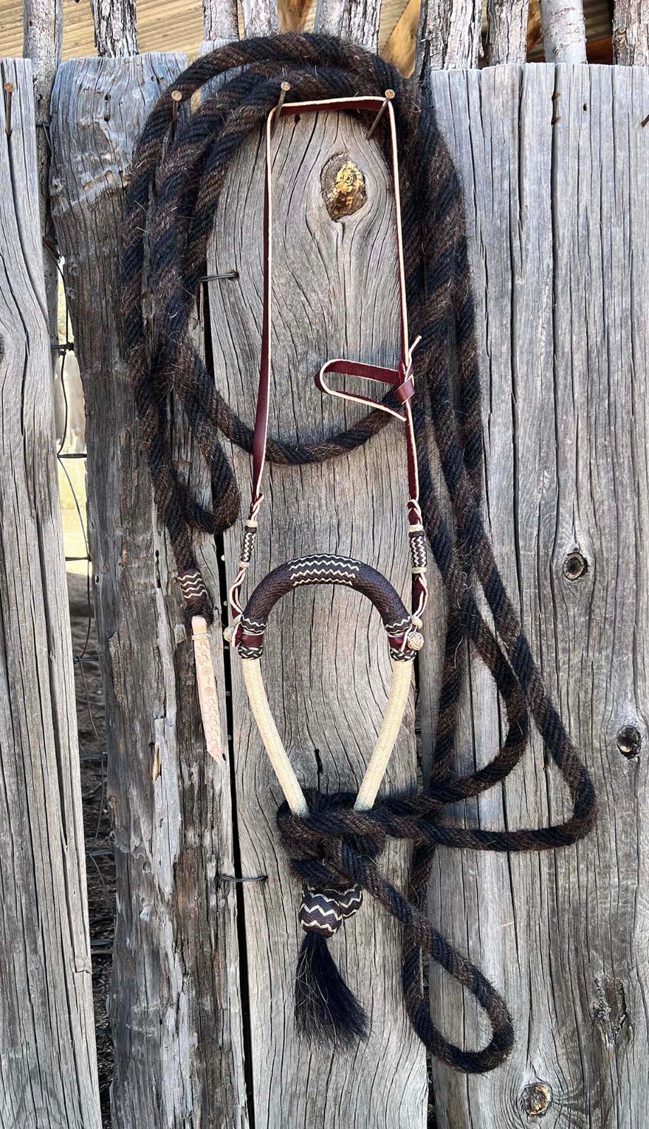 Cowboy Vaquero 5/8" RAWHIDE & KANGAROO HACKAMORE By Jimmy Flores Of California