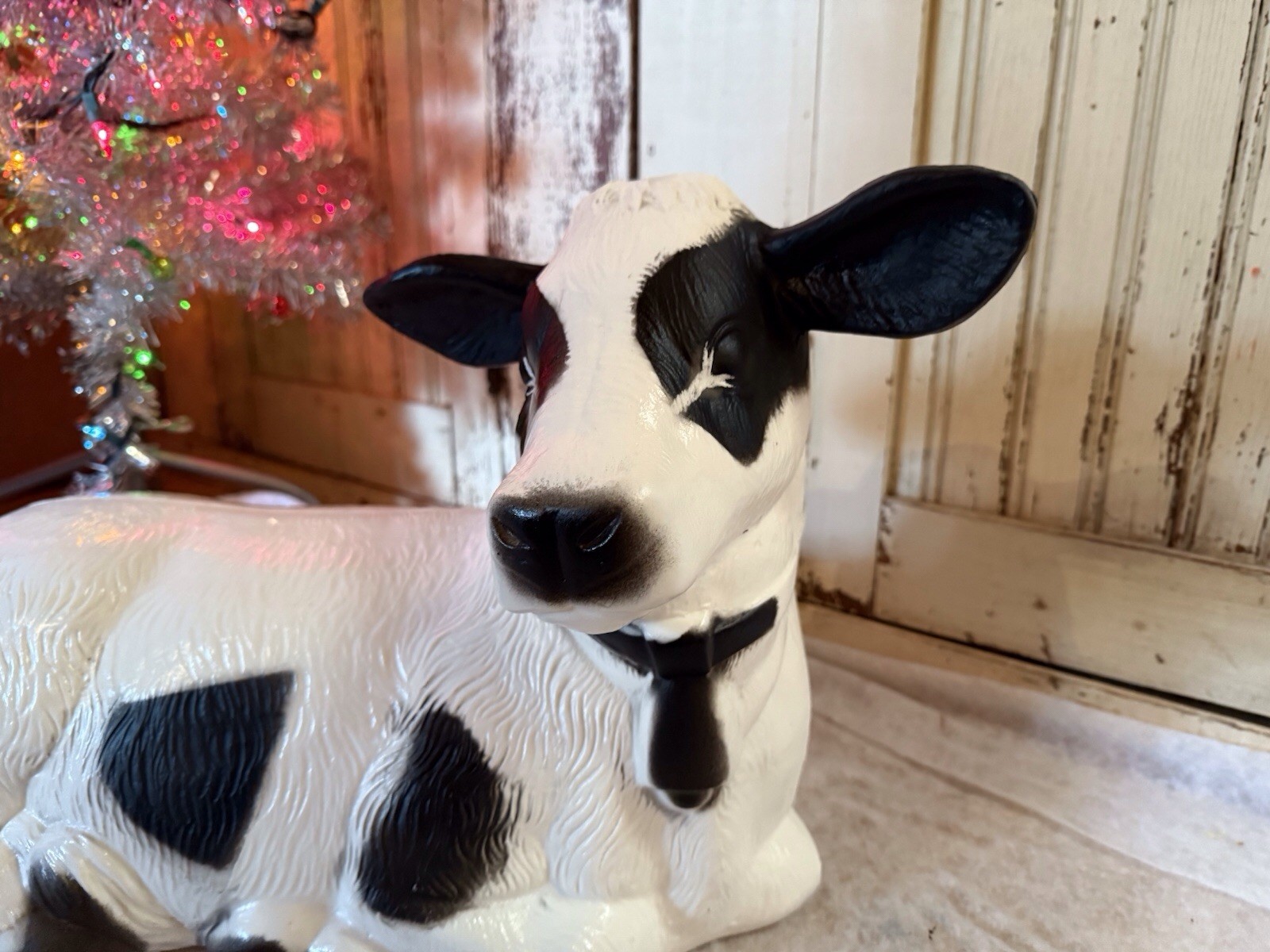 Blow Mold Cow Light Up Union Products New Nativity Black And White