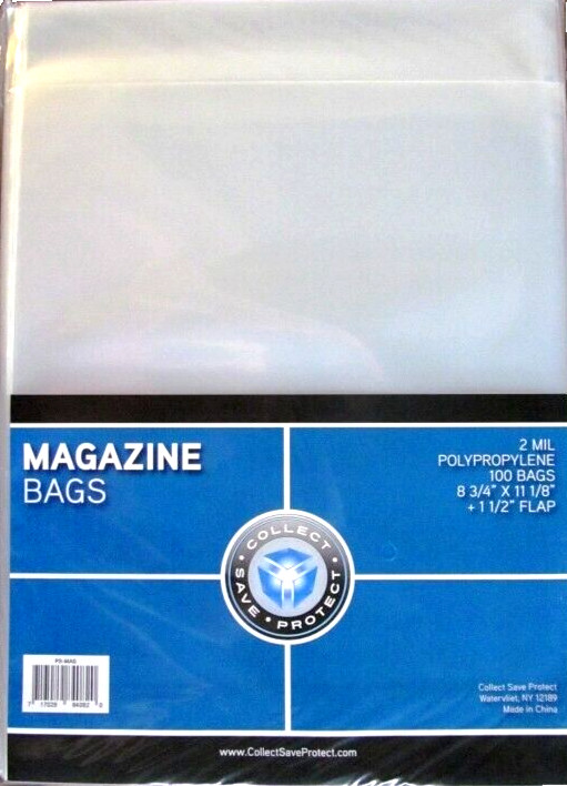 100 Sleeves Magazine Plastic Protector Storage Bags 8 3/4" x 11 1/8" Acid Free