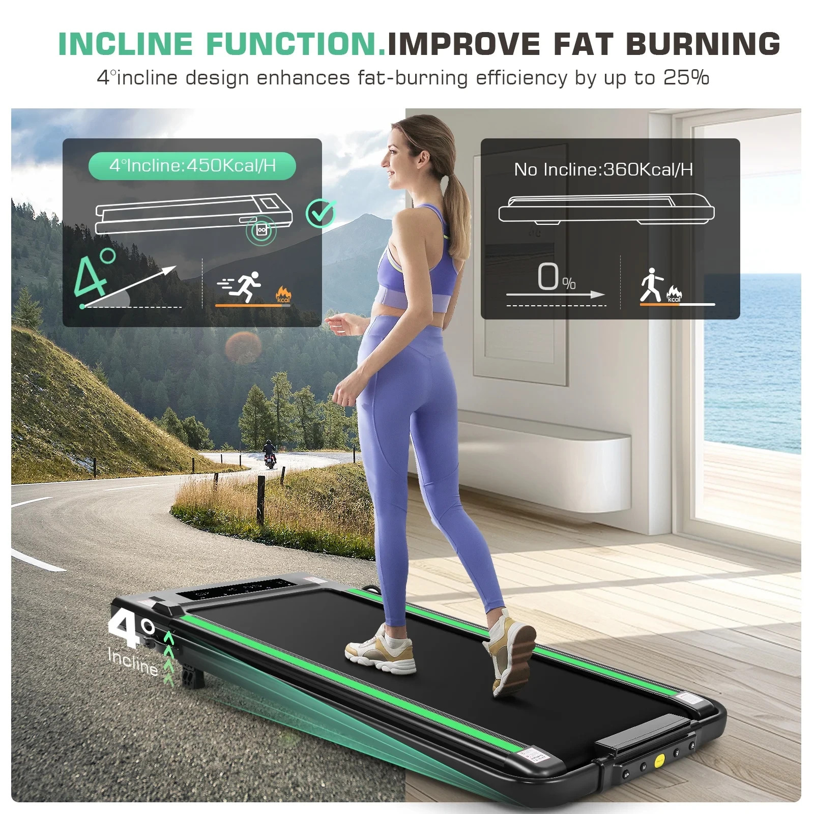 Indoor&Outdoor Treadmill 2.5HP Home&Gym Powerful Treadmill w/Wide Non-slip Belt$
