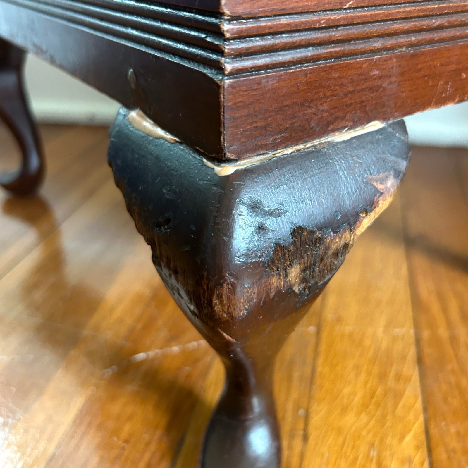 Antique Needlepoint Footstool with Queen Anne Style Legs