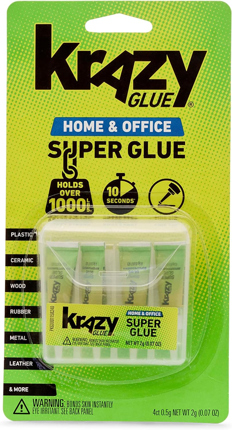 4 Count Super Glue Single Use Tubes Fine Tip 0.5 Grams for Home & Office Use
