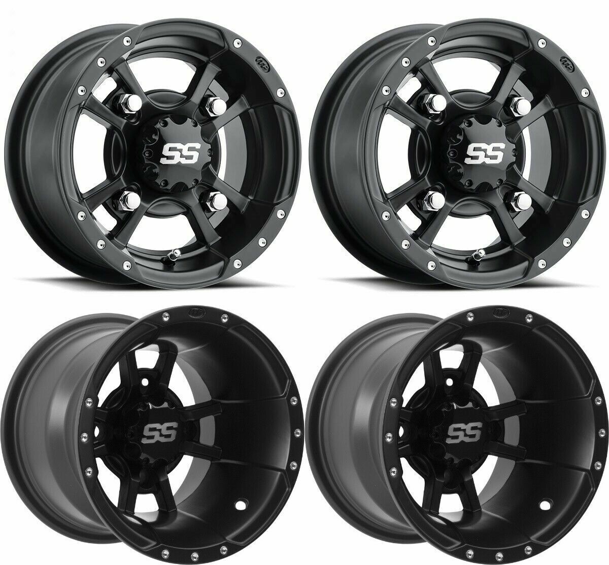 ITP 10" Front Rear SS112 Matte Black Sport Wheels TRX 250R 450R 300EX 250X 250EX