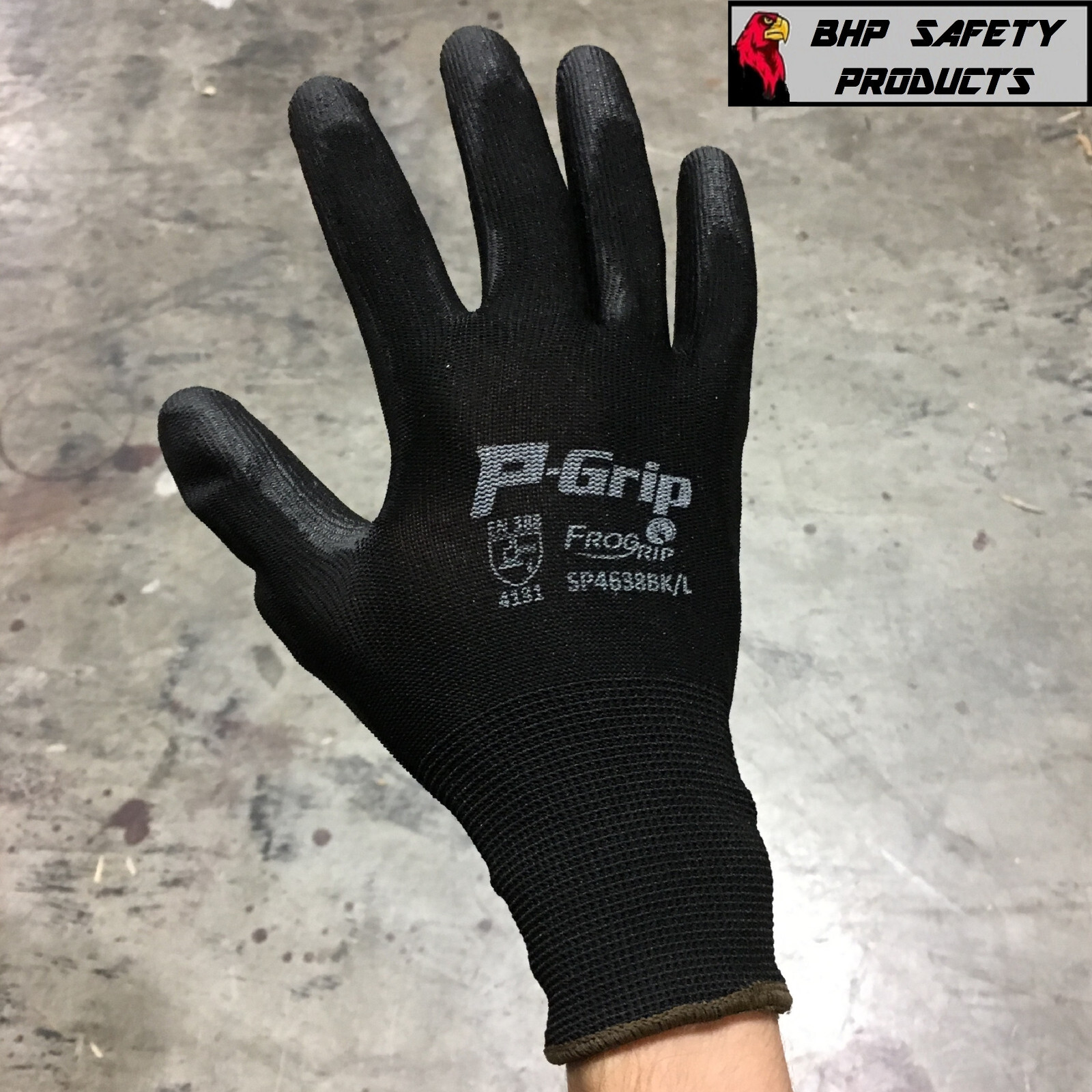 P-Grip Ultra-Thin Black Work Gloves Polyurethane Palm Coated Nylon Shell 24 Pair