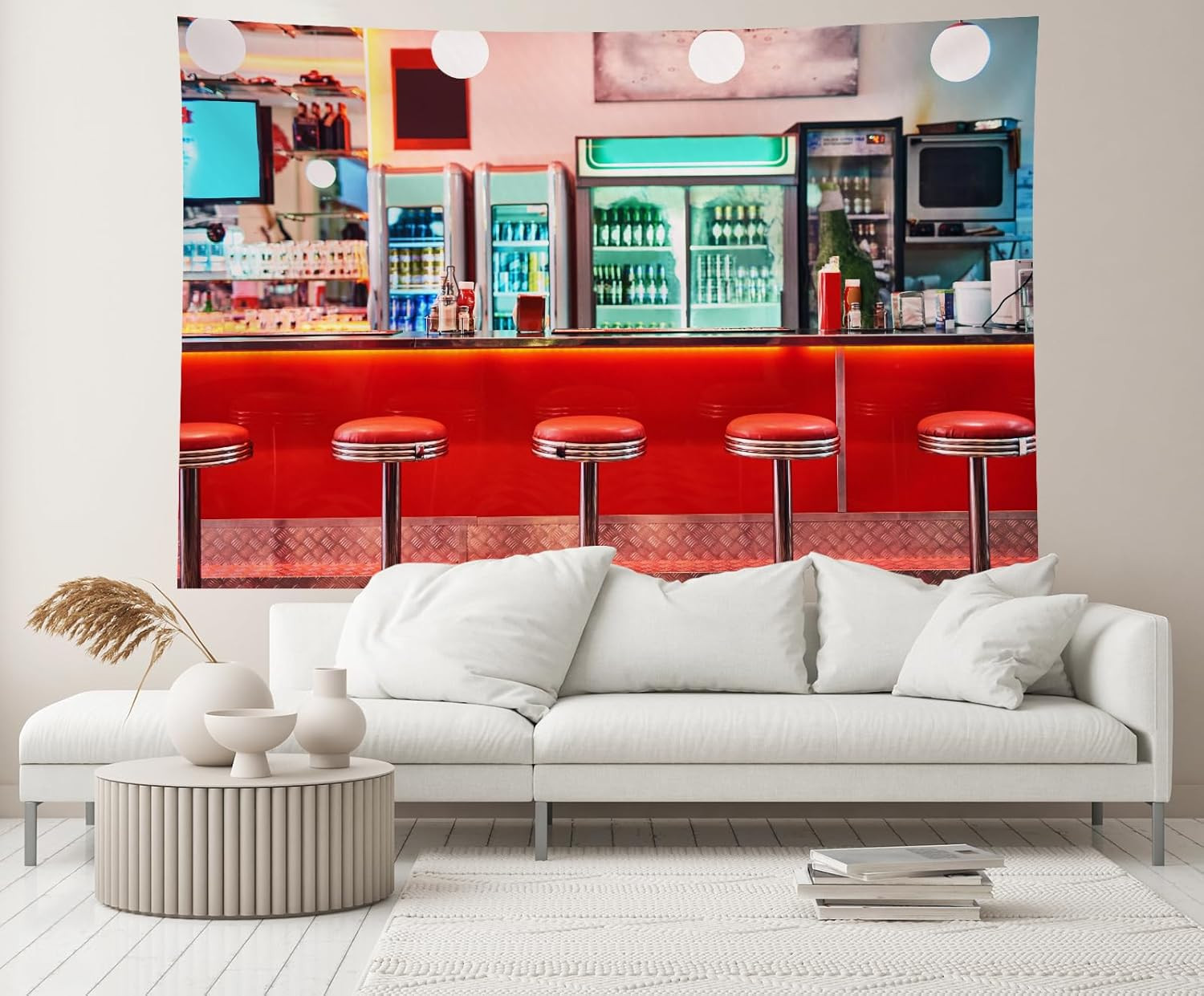 7x5ft Retro 50s Diner Backdrop Restaurant Cafe Photo Booth Party Decor