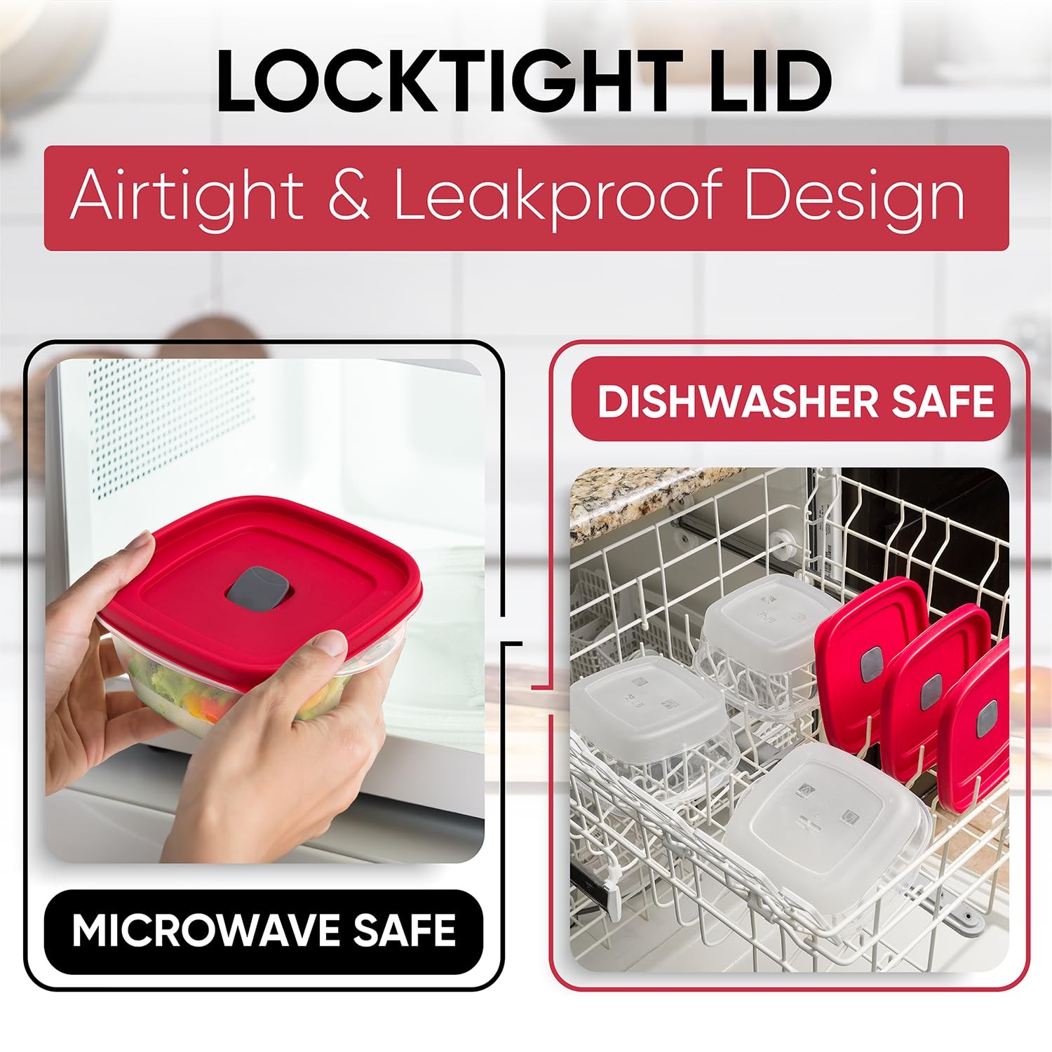 3/5/7 Cup Replacement Lids for Rubbermaid Food Storage Containers Steam Red