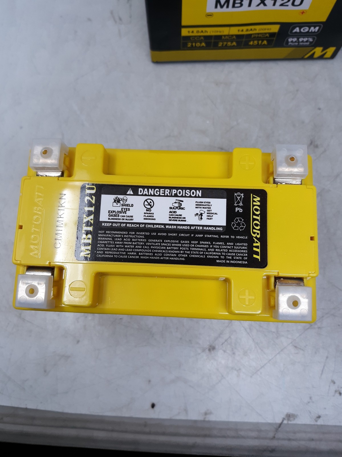 MOTOBATT MBTX12U AGM QuadFlex 4 Terminal Powersports Battery