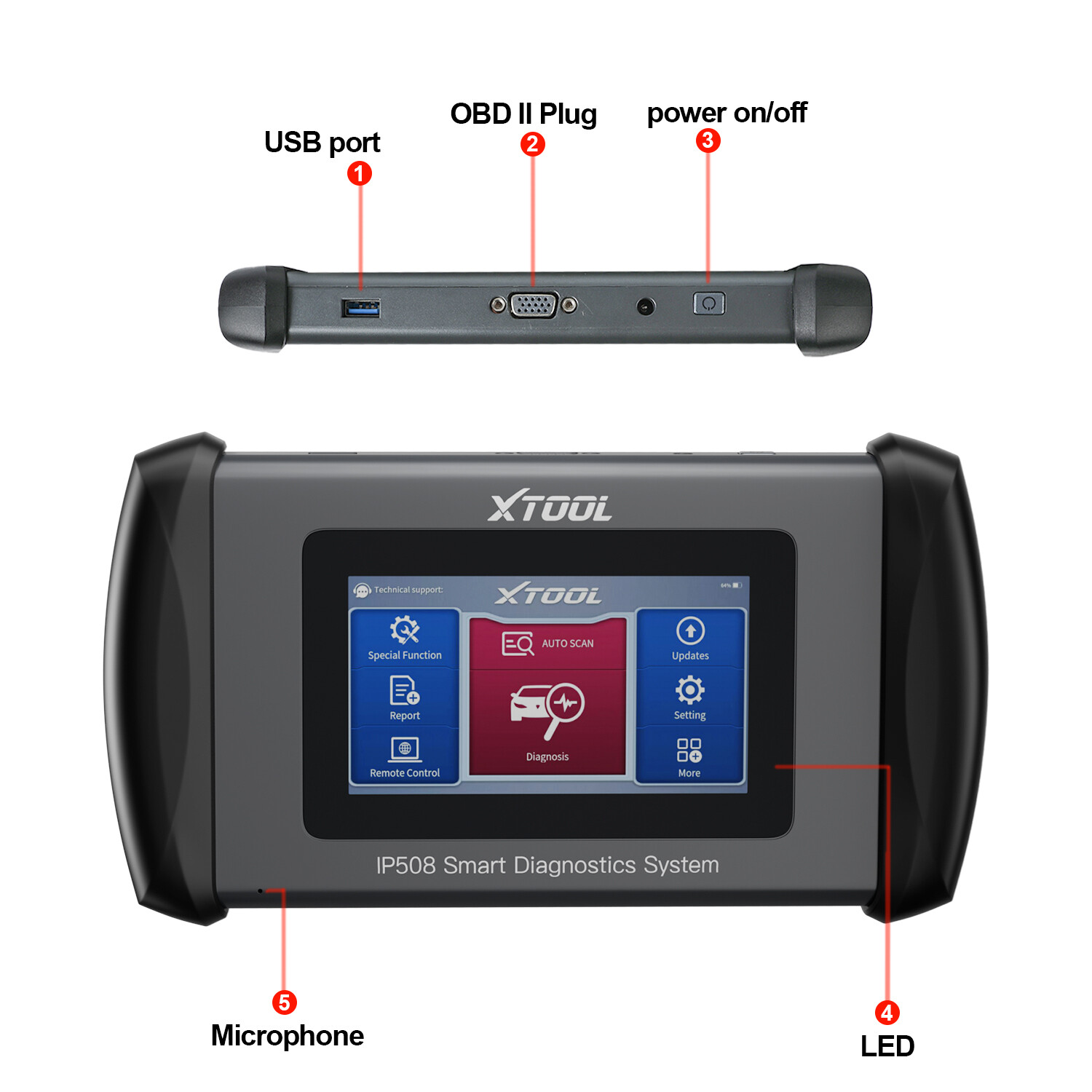 USED XTOOL IP508 Full OBD2 Diagnostic Scanner Auto VIN ABS BMS Oil Code Reader