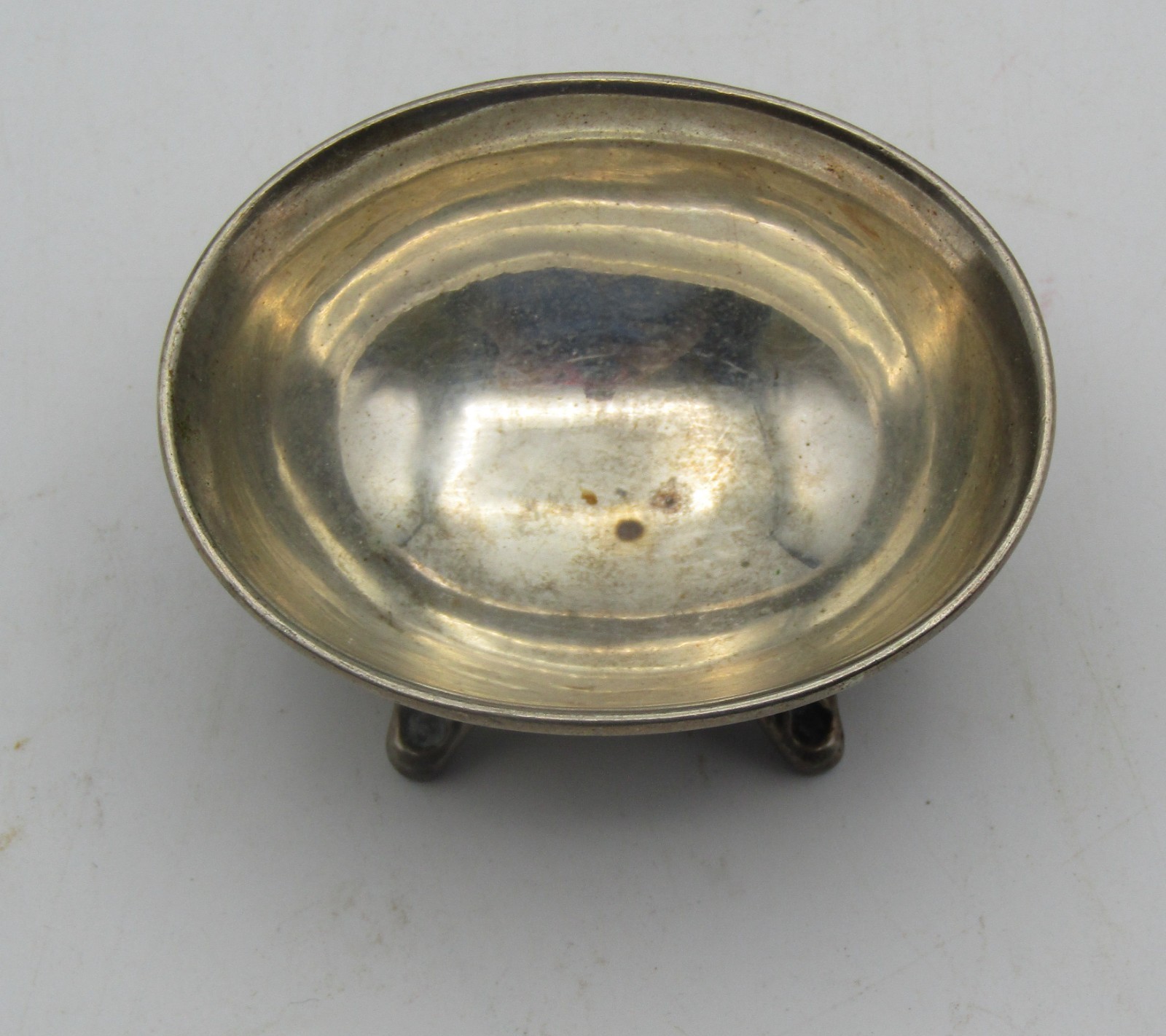 VINTAGE DUTCH HALLMARKED STERLING OVAL FOOTED SALT CELLAR