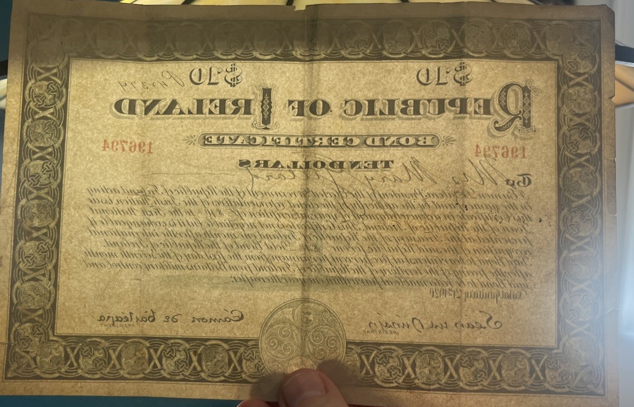 Republic Of Ireland 1920 $10 Bond