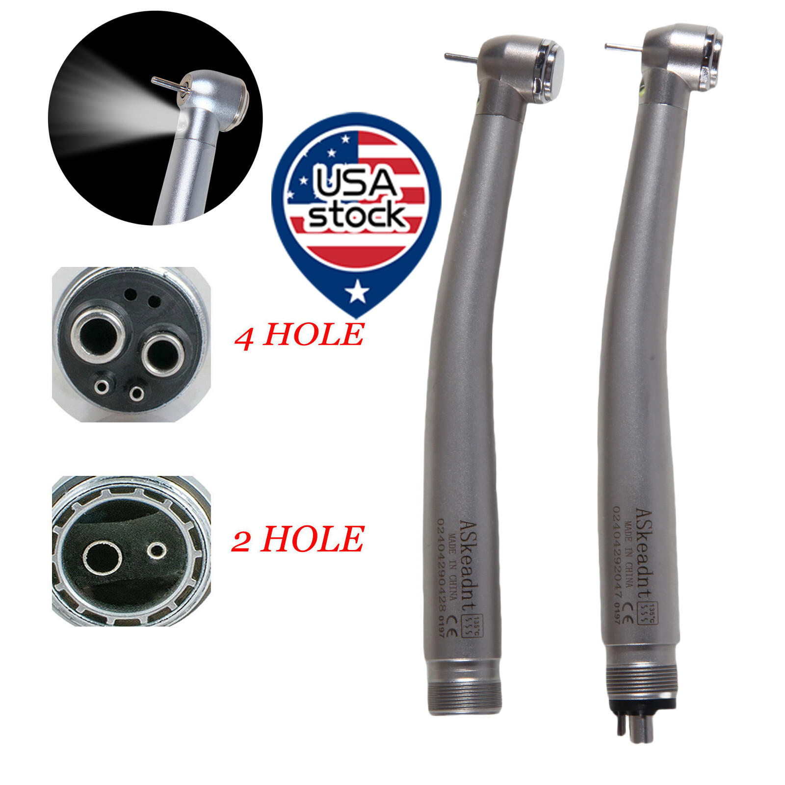 NSK Style Dental Fiber Optic LED E-generator high speed handpiece 2 Hole 4 Hole