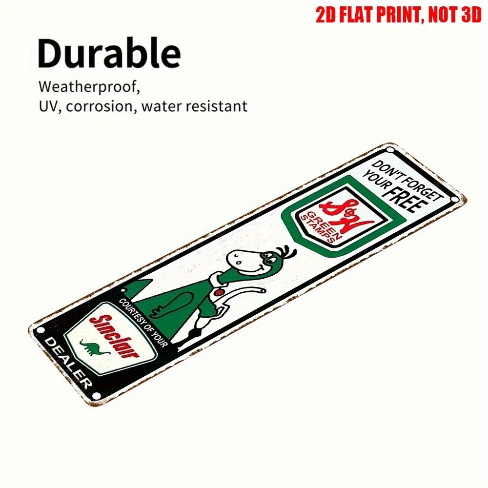 Vintage Sinclair Dino Green Stamps 16x4 Metal Sign Retro Garage Auto Home Decor