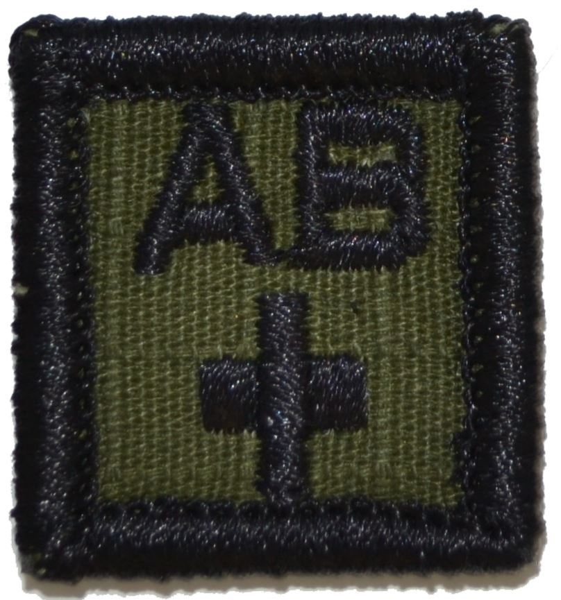 Blood Type - 1x1 Military/ Patch Hook Backing (All Blood Types) Army