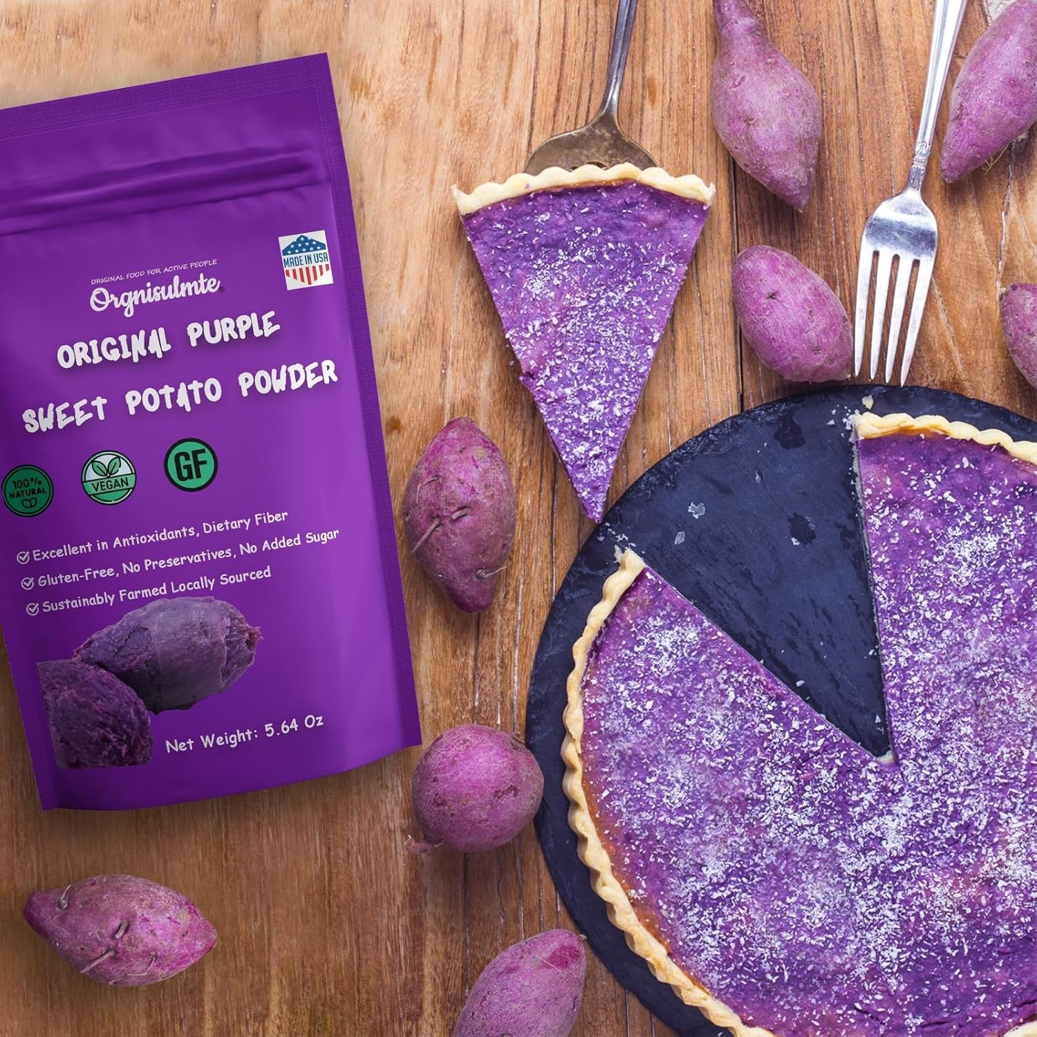 Orgnisulmte Original Purple Sweet Potato Powder 100% Pure Natural Premium Purple