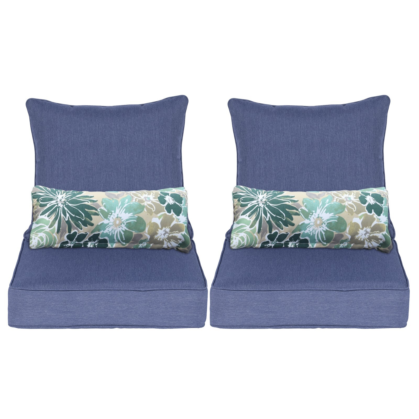 Aoodor 22''x24''Outdoor Patio Furniture Dining Deep Chair Cushion Set w/2 Pillow