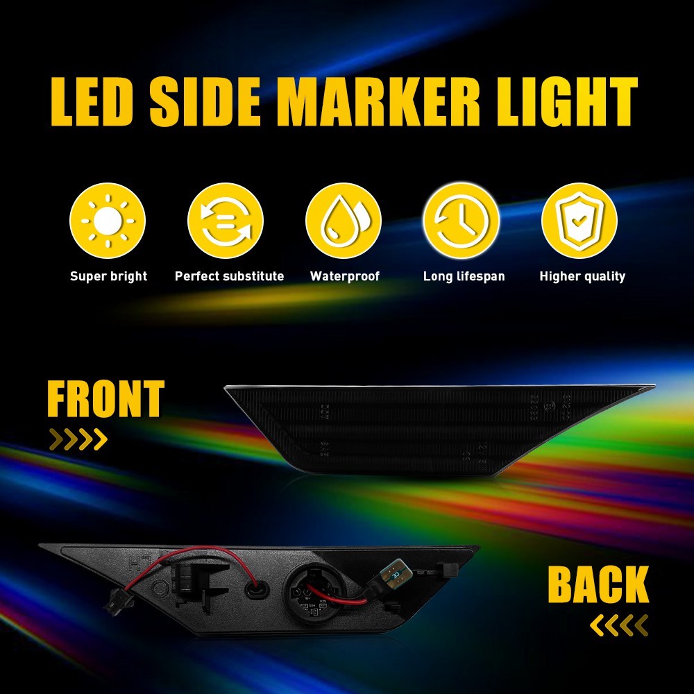 Smoked Sequential Signal LED Side Marker Lights For 16-21 Honda Civic 1-10Set