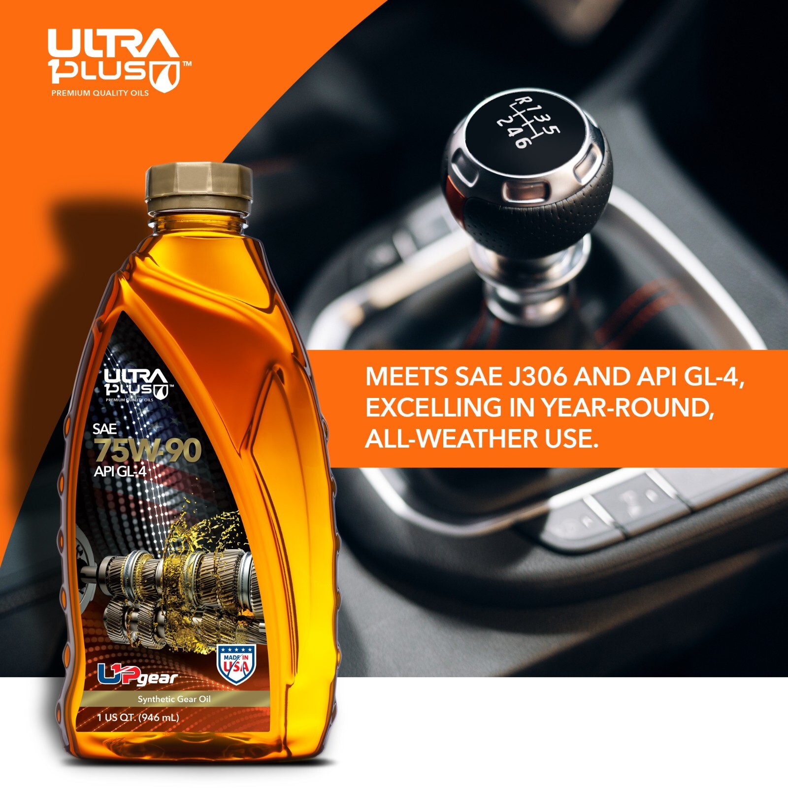 Ultra1Plus SAE 75W-90 Synthetic Gear Oil, API GL-4 (5 Gallon Pail)