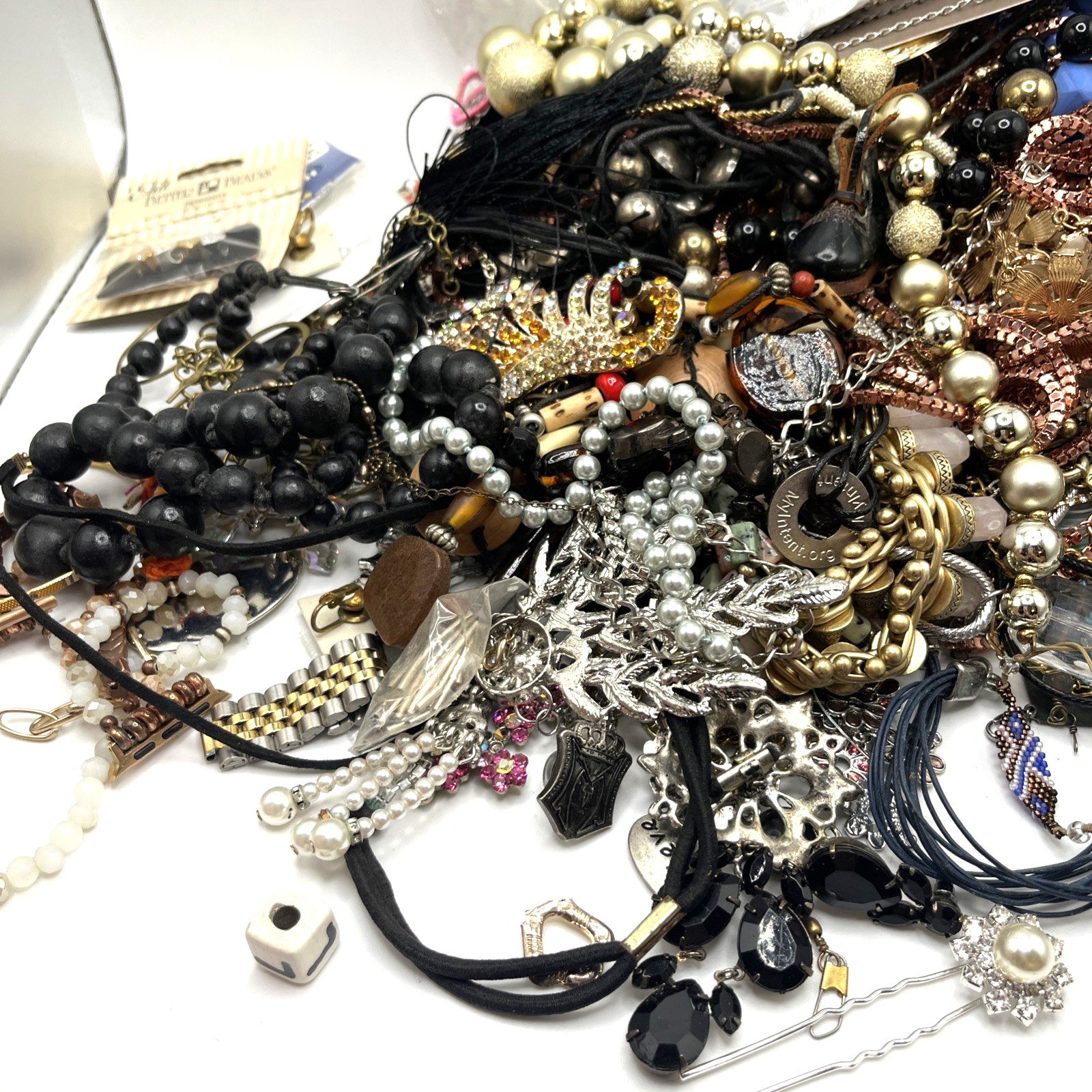 5+ Lb Jewelry Craft Lot Broken Junk Repurpose Upcycle - Vintage To Now